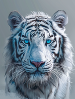 Tiger schwarz weiss mit blauen Augen