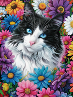 Katze mit Blumen