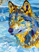 Wolf Mosaik Fensterbild