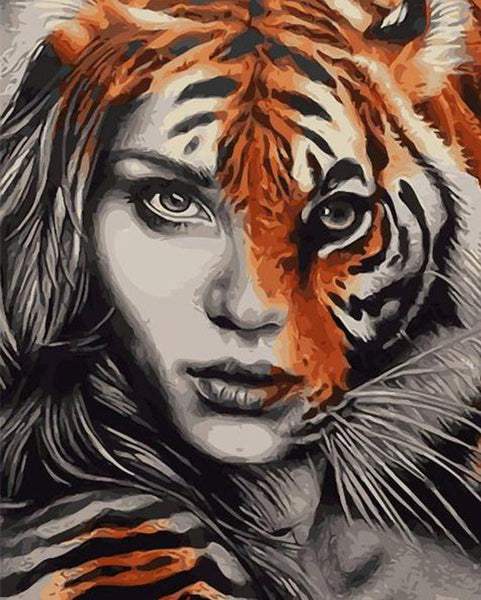 Frau / Tiger