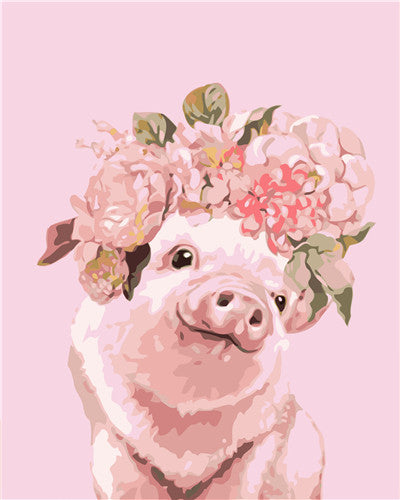 Schwein mit Blumen