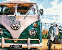 VW Bus mit Vespa