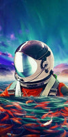 Astronaut mit Fischen